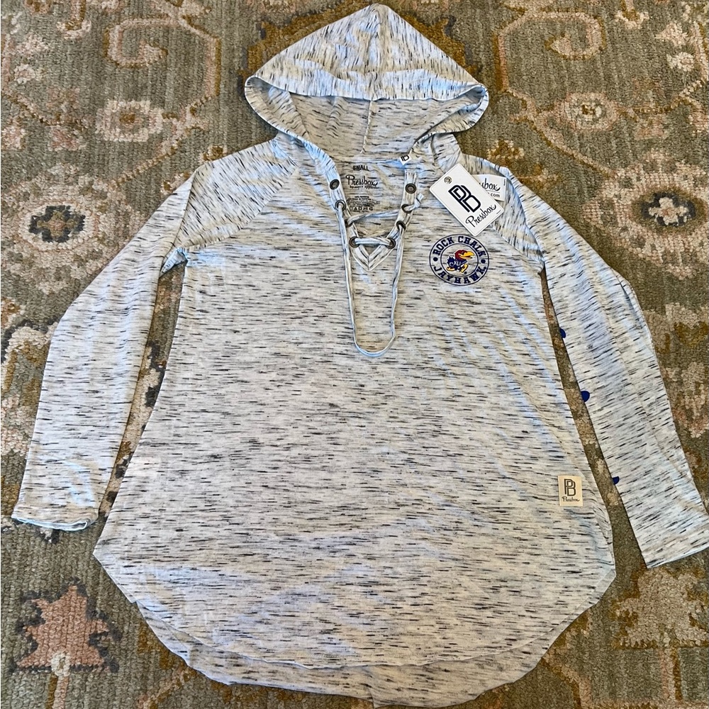 Kansas Jayhawks Pressbox Womens Light Pullover Size Small Color Ash NWT